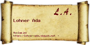 Lohner Ada névjegykártya